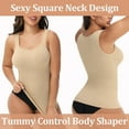 thumbnail image 4 of Women Tummy Control Shapewear Tank Tops Seamless Square Neck Compression Tops Slimming Body Shaper Camisole, 4 of 6