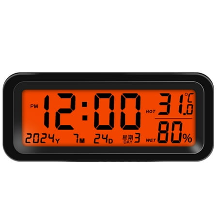 Solar LCD Car Digital Clock With Date Week Time Inner Temperature Display Charging Car Clock