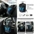 thumbnail image 5 of Yuyamidu Blue Butterfly Car Seat Cover Set Leopard Print Steering Wheel Cover Seat Belt Strap Pads Garbage Organizer Sunset Air Vent Bag Rearview Mirror Cover Coasters Key Chain 15 Pieces, 5 of 7
