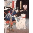 thumbnail image 2 of Tsukioka Yoshitoshi 15x18 Gold Ornate Wood Frame and Double Matted Museum Art Print Titled - Satomi Jirotaro Yoshinari Inspecting a Head Carried by a Dog (1867), 2 of 4