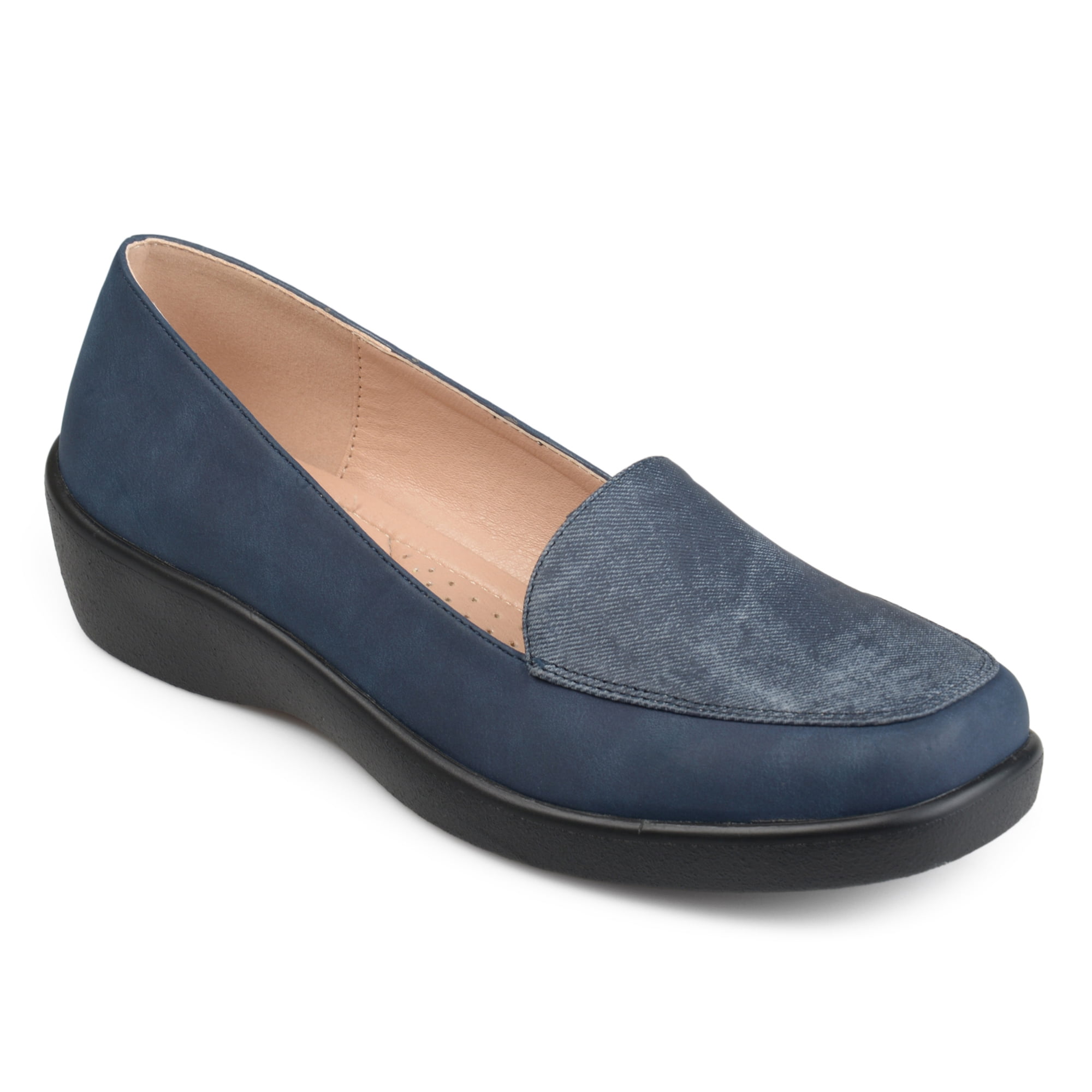 Brinley Co. Women's Comfort Sole Faux Suede Square Toe Loafers ...