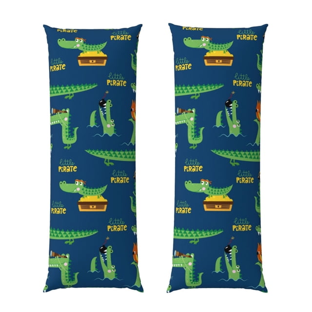 Fotbe Little Pirate Crocodile Funda para Almohada Corporal con Diseño, Funda de Microfibra Ultrasuave de 20x54 Pulgadas, Ropa de Cama Elegante