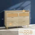 thumbnail image 2 of 6 Drawer Double Dresser, Modern Gold Closet Dresser with High Legs, Rattan Design, Large Storage Organizer for Bedroom, Living Room, 2 of 7