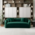 thumbnail image 2 of Ashcroft Mid Century Modern Velvet Japandi Style Tight Back Sofa with Pillows, Green, 2 of 6