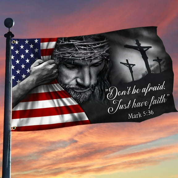 American 3x5 Ft Flag Outdoor-One Nation Under God Flag-Christian Gift, Jesus Flag- Double side printed, Heavy duty Canvas-USA Decoration Garden Flag 3x5 ft