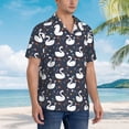 thumbnail image 2 of KLL Men's Hawaiian Shirt Short Sleeve Button Down Beach Shirts-Swan And Flowers1, 2 of 5