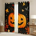 thumbnail image 2 of Feelyou Halloween Pumpkin Child Black Out Curtains, Autumn Leaf Curtains Pack of 2 (42x63 Each), Black Orange Bedroom Curtains, Window Curtains Room Decor, 2 of 6