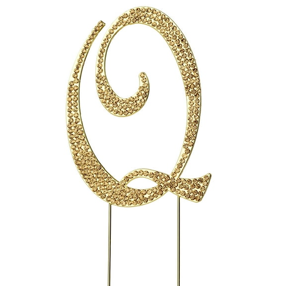 BalsaCircle Letter Q Cake Topper 4.5" Gold Rhinestone Personalized Wedding Party Monogram Decorations