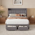 thumbnail image 2 of CONCETTA Full Size Upholstered Platform Bed, Platform Bed with Headboard and 2 Drawers, Sturdy Modern Wooden & Metal Frame Platform for Mattress Support, No Box Spring Needed,Gray, 2 of 9