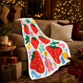 thumbnail image 3 of Printed Flannel Throw Blanket with Strawberry and Flower Print, 3 of 9