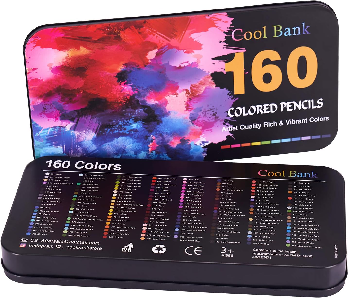 160 Professional Colored Pencils, Artist Pencils Set for Coloring Books, Premium Artist Soft Series Lead with Vibrant Colors for Sketching, Shading & Coloring in Tin Box - image 3 of 7