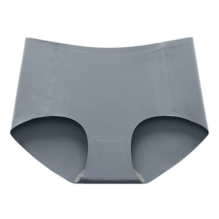 Hamky Womens Underwear Cotton Underwear Solid Underwear Silk Non- Color Ice Women s Breathable Midwaist Seamless Underwear Hipster Panties Grey M