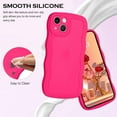thumbnail image 2 of Designed for iPhone 14 Case, Neon Pink Phone Cover, Cute Curly Wave Frame Shape Slim Soft TPU Gel Rubber Bumper Shockproof Protective Phone Cases 6.1 Inch, Hot Pink, 2 of 17