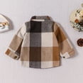 thumbnail image 4 of Jackets for Boys Plaid Print Lapel Pocket Buttoned Long Sleeve Shirt Outerwear for Everyday Wear Brown 18 Months-24 Months, 4 of 5