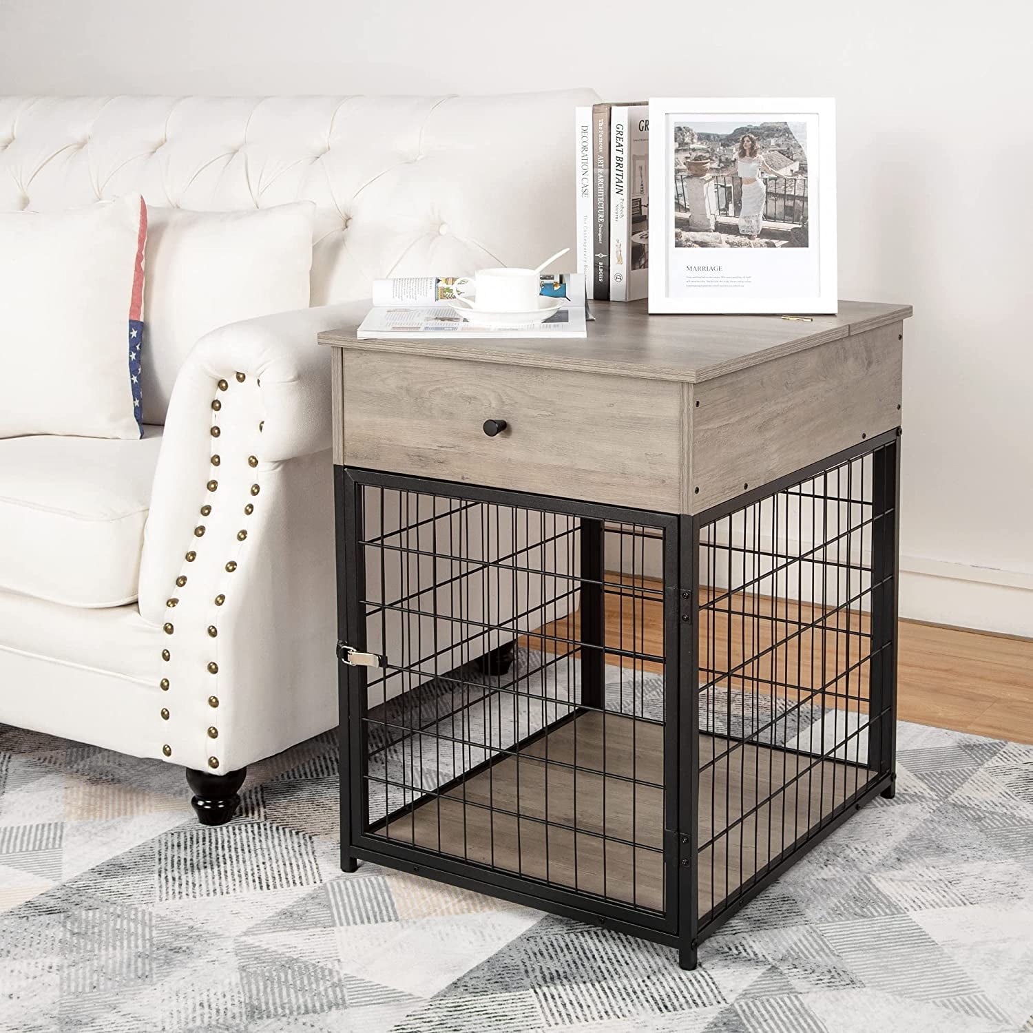 Furniture Dog Crates, Furniture Style Wood Dog Kennel End Table, Dog