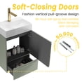 thumbnail image 6 of 20" Sturdy Compact Freestanding Cabinet, Bathroom Storage Unit with Soft Close, Modern Small Bathroom Vanity with Ceramic Sink for Bathroom, Light Green, 6 of 9