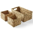thumbnail image 2 of Better Homes & Gardens 3-Piece Natural Woven Water Hyacinth Decorative Storage Basket Set, 16 in x 7 in x 6 in, 2 of 11