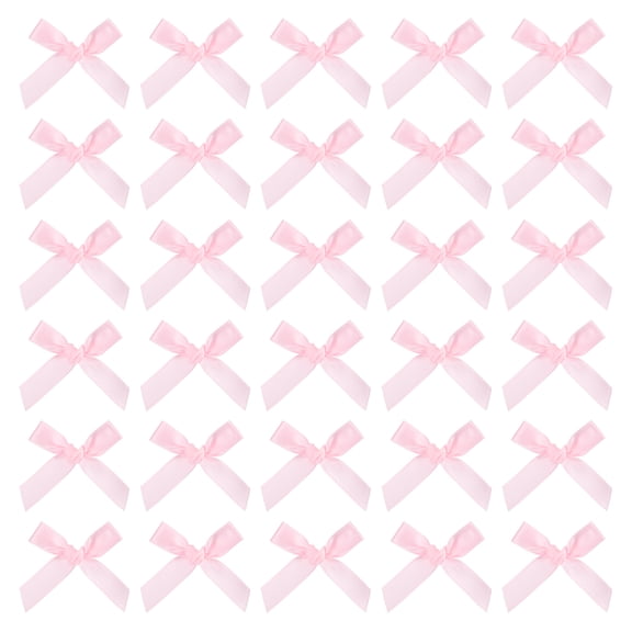 Uxcell 200 Pcs Mini Ribbon Bow 1.8 Inch Mini Fabric Satin Ribbon Flower Bows for Craft DIY Sewing Wedding Birthday Party Pink