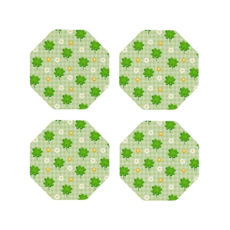 

Drink Coasters Set of 4 St Patrick s Day11 Leather Coasters for Coffee Table Protector Heat Resistant Cute Coasters for Home Decor Housewarming Gifts Bar Kitchen 4 Inch Octagon