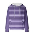 thumbnail image 5 of QATAINLAV Stripe Hooded Sweatshirts Womens Long Sleeve Hoodies Casual Waffle Knit Pullover Tops Outdoor Sweat Shirts with Pocket Ofertas Del Dia de Hoy Relampago Purple S, 5 of 7