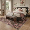 thumbnail image 2 of GENIMO 2' x 6' Runner Rug, Machine Washable Non Slip Low Pile Hallway Runner Rug for Kitchen Laundry Room, Soft Floral, Dusty Brown, 2 of 5