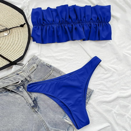 

Quealent Bikinis For Women Push Up Sport Women s New Liquid Matte or Shiny String Bra Swimsuit Top Dark Blue M