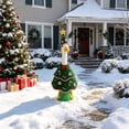 thumbnail image 4 of Sruoe Christmas Porch Goose Outfits, 23 Inch Christmas Tree‑Shaped Porch Goose Clothes, Candy Cane & Holly Decor Goose Clothes Dress for Lawn Yard Patio Party Decoration, 4 of 7