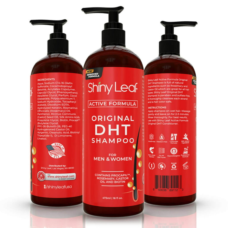 Shiny Leaf DHT Blocking Shampoo and Conditioner for Hair Loss with Biotin All Hair Types - Thinning Shampoo and Conditioner for Men and Women - Walmart.com