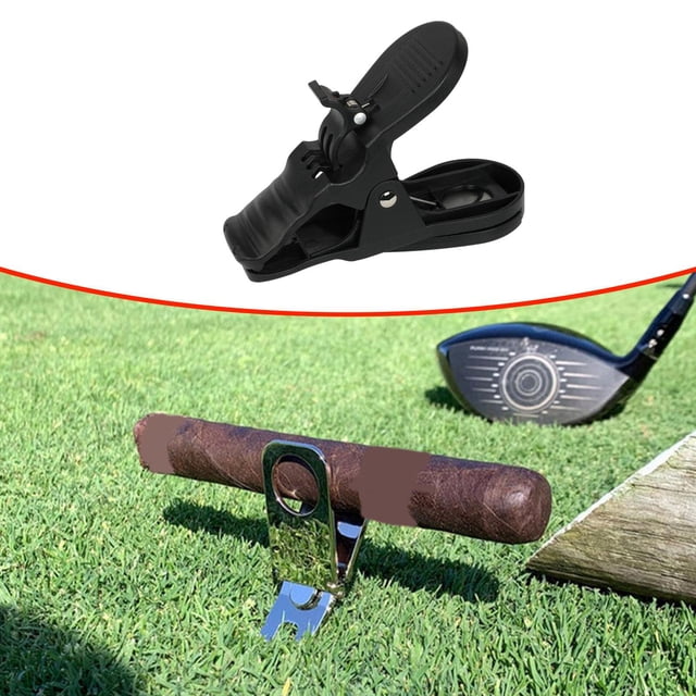 pinza para cigarros,Porta cigarros para carrito de golf,mesa para bolsa de golf,Golfistas Hombres Mujeres Minder Clip All Purpose,Abrazadera para puros Soporte portátil y ligero,Regalo Negro