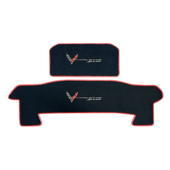 Lloyd Mats LogoMat Custom-Fit 2PC Frunk/Trunk Carpet Mats for 2023-2026 Chevrolet C8 Corvette Conv (No E-RAY), Charcoal