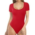 thumbnail image 2 of Women Jumpsuit Round Neck Short Sleeve Bodysuit Sexy Basic Solid Color Casual Rompers, 2 of 6