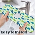 thumbnail image 6 of Vsdgher Cute Dinosaur Blue Green Kitchen Sink Splash Guard Faucet Mat -1 PC Super Absorbent Fast Drying Mat Sink Gadgets-Splash, Bathroom,Sink Mat,(15" X 5.5" ), 6 of 7