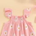 thumbnail image 4 of Linfrsh Baby Girl Outfits Toddler Girl Clothes, 2Pcs Baby Girl Summer Outfits Ruffle Sleeveless Shirts Floral Tops + Shorts Clothing Set(Pink,3-6 Months), 4 of 5