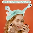 thumbnail image 4 of OUNONA Sky Blue Plush Headband Elastic for Face Cleaning and Makeup Application, 4 of 8