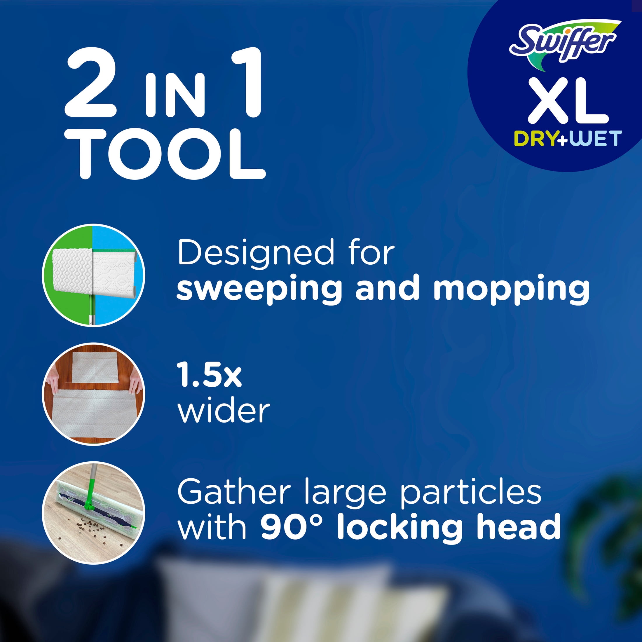 Swiffer Sweeper XL Kit with Dry & Wet Refills, Unscented, 1 Handle + 8 XL Dry pads & 2 XL Wet Pads