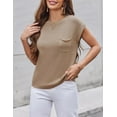thumbnail image 3 of Weardear Womens Sweater Vest Cape Sleeve Loose Fit Knit Ribbed Tank Tops with Front Pocket, S-XXL, 3 of 6