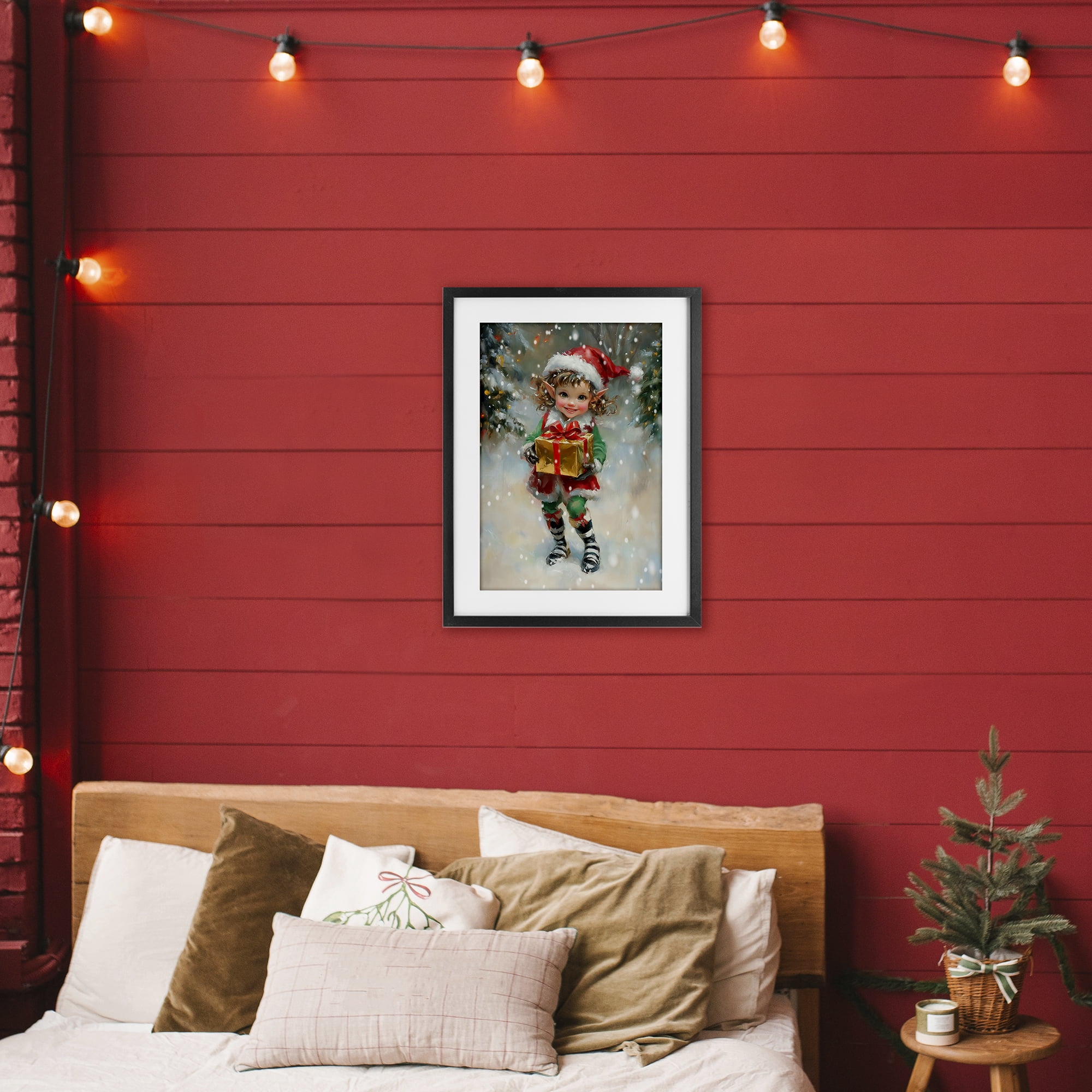 Stupell Industries Santa's Little Elf Black Framed Print Under Glass, design by Tina LeCour