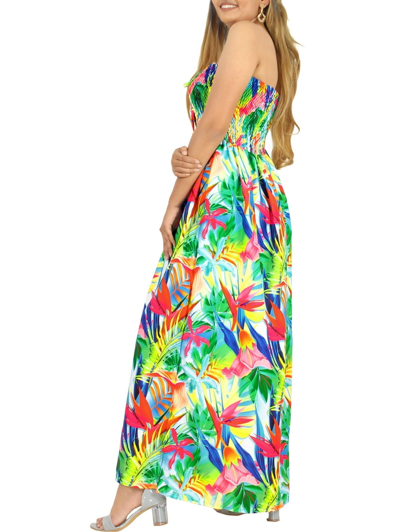 LA LEELA Women's Beach Maxi A-Line Casual Summer Slit Party
