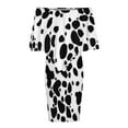 thumbnail image 5 of Dalmatian Print Women's Off The Shoulder Ruffles Summer Wedding Guest Loose Casual Party Beach Dress, 5 of 9