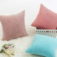 thumbnail image 3 of NAMZI Striped Corduroy Decorative Square Throw Pillow Covers Soft Soild Cushion Cases Pillowcases for Sofa Bedroom Car 16 x 16 Inch Pink, 3 of 3