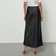 thumbnail image 4 of Skirts for Women High Waist Hidden Elasticized Waistband Skirt Elegant Midi Skirt Satin Flared Casual A Line Skirts Black L, 4 of 4
