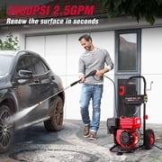 PowerSmart 3800PSI Gas Pressure Washer, 212cc Engine 2.5GPM 5 Quick-Adjustable Nozzles for Gardens