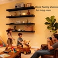 thumbnail image 4 of Black Floating Shelves for Wall 36 inch,Rustic Solid Wood Farmhouse Wooden Floating Wall Shelves with Invisible Brackets for Bedroom,Living Room, Kitchen, Bathroom,Set of 4, 4 of 18
