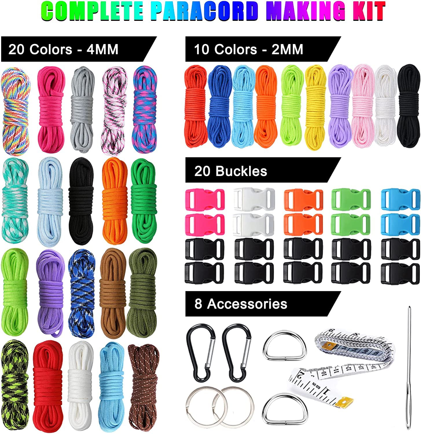 DIY Ultimate Paracord Kit – 30 Feet of 550 Paracord & 8 Essential