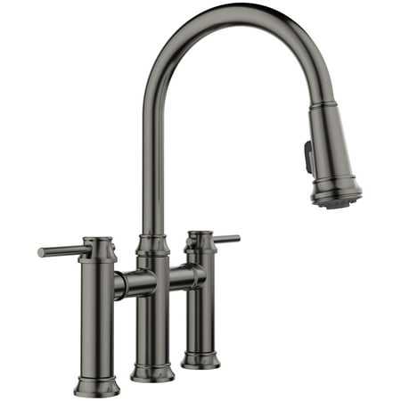 Blanco 442504 Empressa 1.5 GPM Widespread Bridge Pull Down Kitchen Faucet - Satin Dark