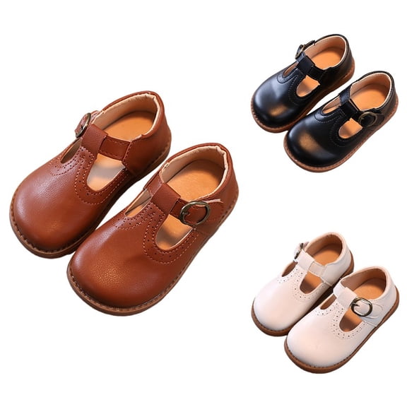 Krdevn T Strap Mary Jane Shoes Round Toe Buckle Flat Sole School Party Footwear (Toddler, Little Girls),21