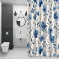thumbnail image 3 of Spring Abstract Flower Shower Curtain for Bathroom, Blue Flowers Watercolor Waterproof Cloth Fabric Bathroom Accessories Set with 12 Rust Proof Plastic Hooks, 36"x78", 3 of 9
