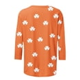 thumbnail image 4 of St. Patrick's Day T-Shirt for Women Classic Small Shamrock Pattern Three Quarter Sleeve Crewneck Relaxed Fit Festive Holiday Graphic Top, 4 of 5