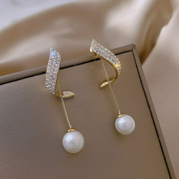 Sdmnsg-T Pearl Earrings for Women, Gold Pearl Drop Earrings Dainty Silver Dangle Earring for Wedding, Stud Jewelry as Christmas Gifts Statement Silver Hoop Bride Earring as Boho Prom Accessories