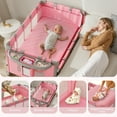 thumbnail image 3 of Baby Bassinet, Caveen 5 in 1 Baby Playard with Bassinet, Portable Bedside Sleeper Baby Crib, with Removable Changing Station & Storage Organizer, Pink, 3 of 7